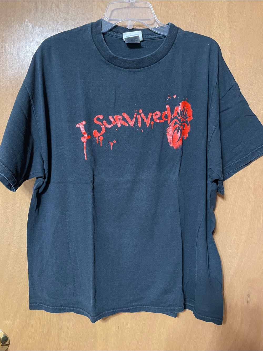 I Survived Graphic Tee - Black with Red Print